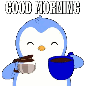 Penguin Holding Coffee Pot And Cup Sticker