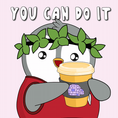 Penguin Holding Coffee Saying You Can Do It GIF