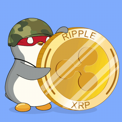 Penguin Holding Coin Saying Ripple XRP GIF