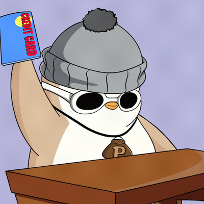 Penguin Holding Credit Card GIF