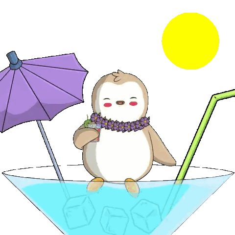 Penguin Holding Drink In Martini Glass Sticker