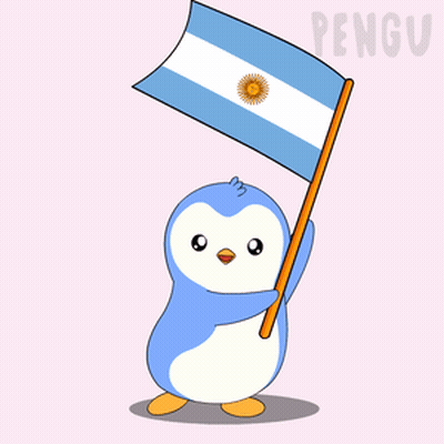 Penguin Holding Flag Saying Pengu GIF