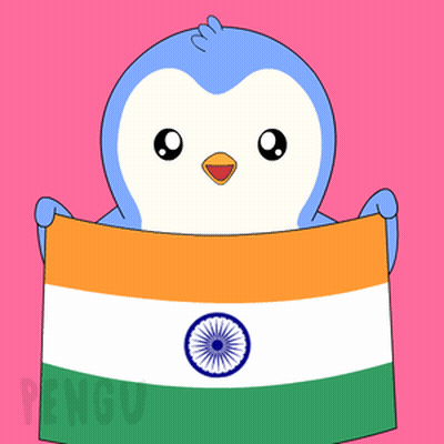 Penguin Holding Flag Saying Penguin GIF