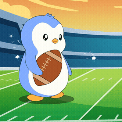 Penguin Holding Football On Field GIF