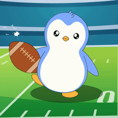 Penguin Holding Football On Field With 0 GIF
