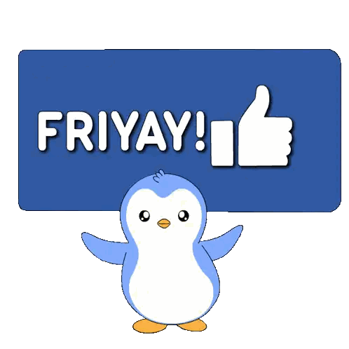 Penguin Holding Fri Yay Sign Sticker