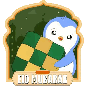 Penguin Holding Gift Eid Mubarak Sticker
