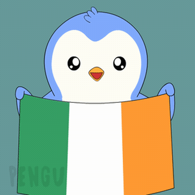 Penguin Holding Green White Orange Flag GIF