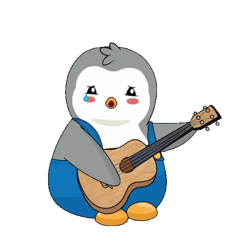 Penguin Holding Guitar And Crying Sticker