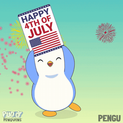 Penguin Holding Happy 4Th Of July Sign GIF
