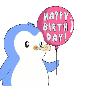 Penguin Holding Happy Birthday Balloon Sticker