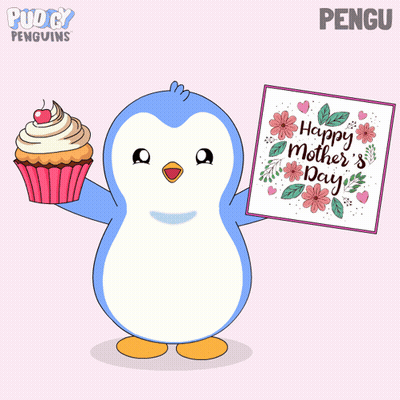 Penguin Holding Happy Mother's Day Card GIF