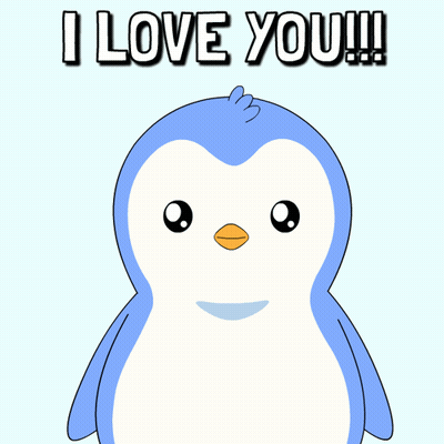 Penguin Holding Heart Saying I Love You GIF