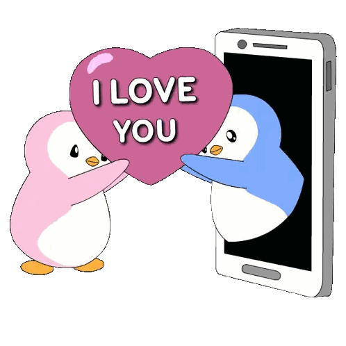 Penguin Holding Heart Saying I Love You Sticker