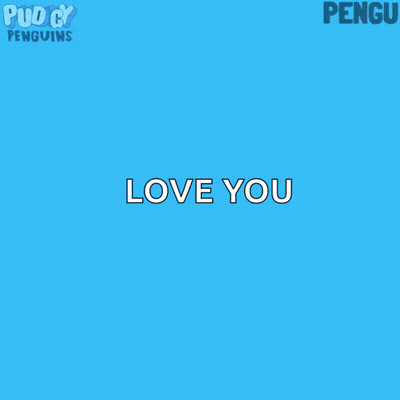Penguin Holding Heart Saying Love You GIF