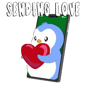 Penguin Holding Heart Sending Love Sticker