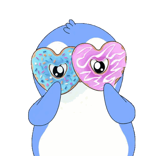 Penguin Holding Heart Shaped Donut Sticker