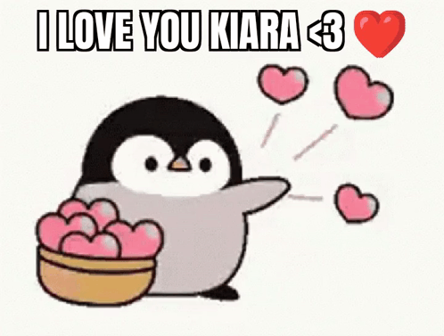 Penguin Holding Hearts Saying I Love You Kiara GIF