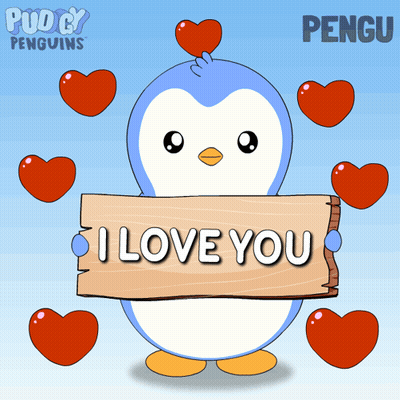 Penguin Holding I Love You Sign GIF