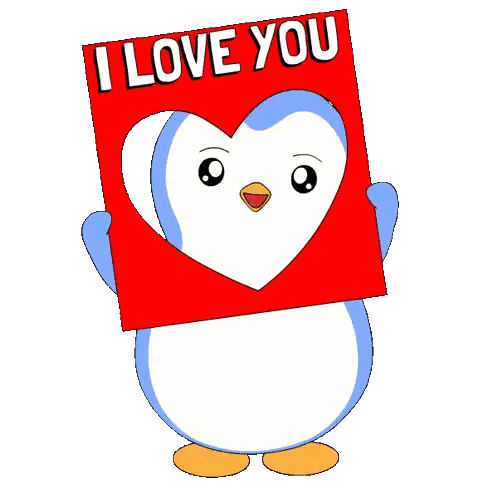 Penguin Holding I Love You Sign Sticker