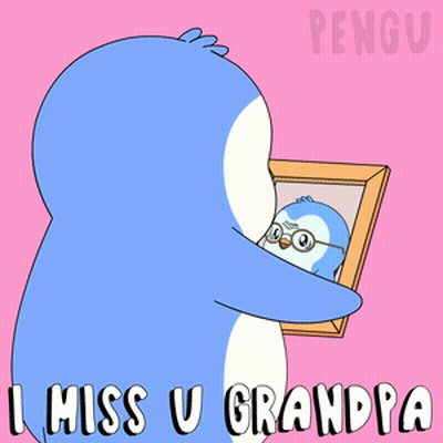 Penguin Holding I Miss U Grandpa Frame GIF