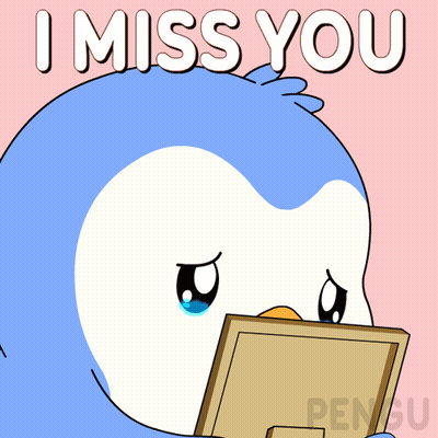 Penguin Holding I Miss You Frame GIF