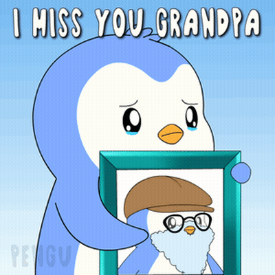 Penguin Holding I Miss You Grandpa GIF