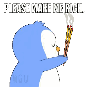 Penguin Holding Incense Sticks Asking For Money Sticker