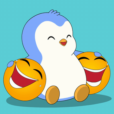 Penguin Holding Laughing Smiley Faces GIF