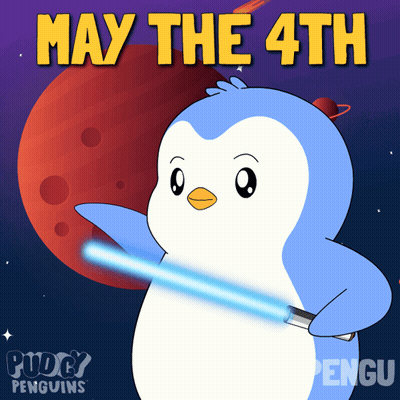 Penguin Holding Light Saber May The 4Th GIF