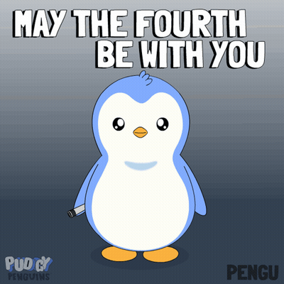 Penguin Holding Lighter May The Fourth Be With You GIF