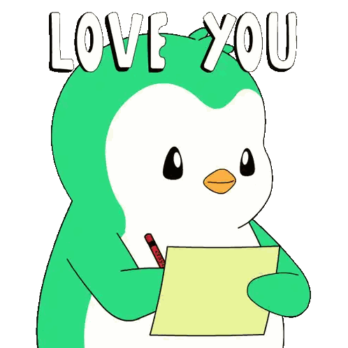 Penguin Holding Love You Paper Sticker
