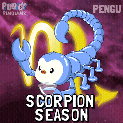 Penguin Holding Martini Scorpion Season GIF