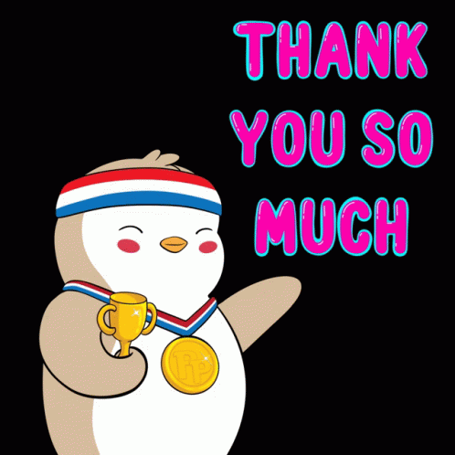 Penguin Holding Medal And Trophy Thank You GIF