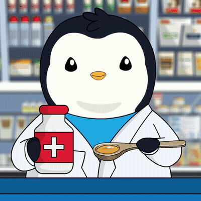 Penguin Holding Medicine And Honey Spoon GIF