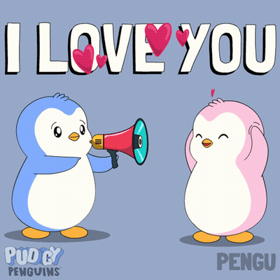 Penguin Holding Megaphone Pink Penguin I Love You GIF