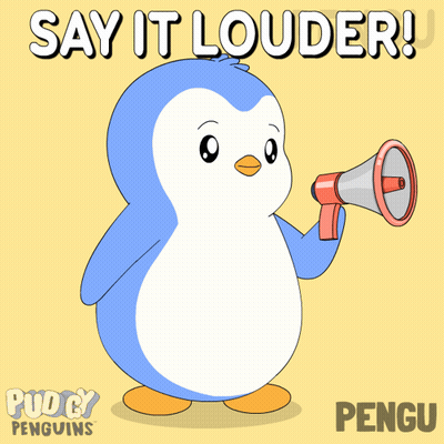 Penguin Holding Megaphone Say It Louder GIF