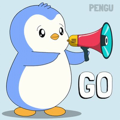 Penguin Holding Megaphone Saying Go GIF