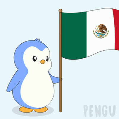 Penguin Holding Mexican Flag GIF