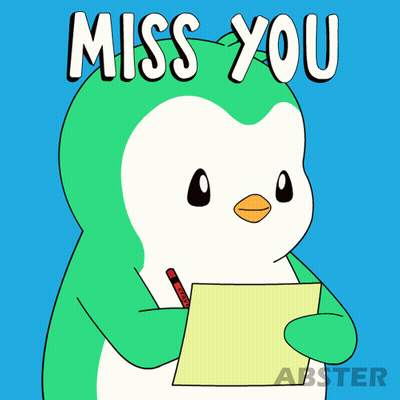 Penguin Holding Miss You Card GIF