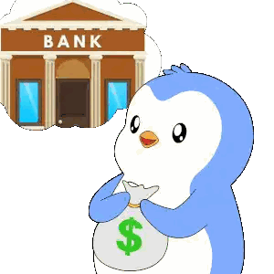 Penguin Holding Money Bag Sticker