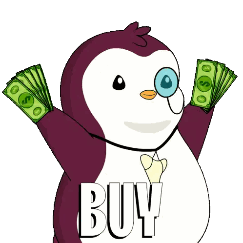 Penguin Holding Money Buy Sticker