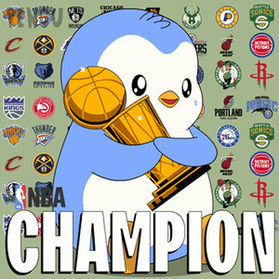 Penguin Holding NBA Champion Trophy GIF
