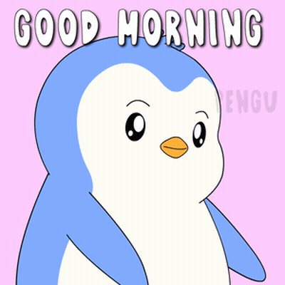 Penguin Holding Pancakes With Syrup Saying Good Morning GIF