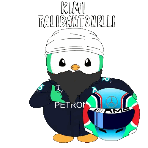 Penguin Holding Petronas Helmet Sticker