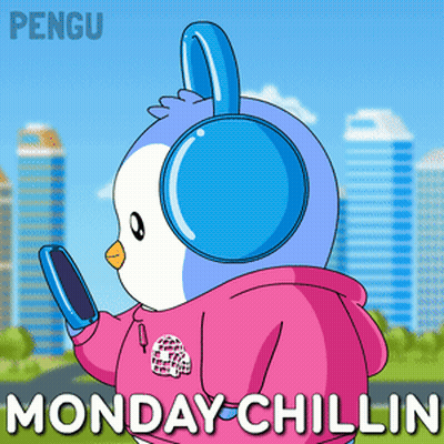 Penguin Holding Phone And Pink Hoodie Monday Chillin GIF