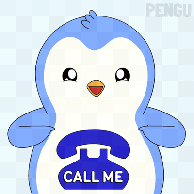 Penguin Holding Phone Saying Call Me GIF