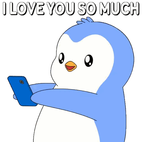 Penguin Holding Phone Saying I Love You So Much Sticker