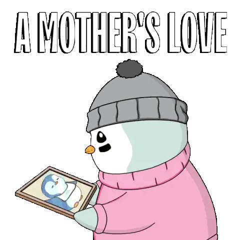 Penguin Holding Picture Mom's Love Sticker