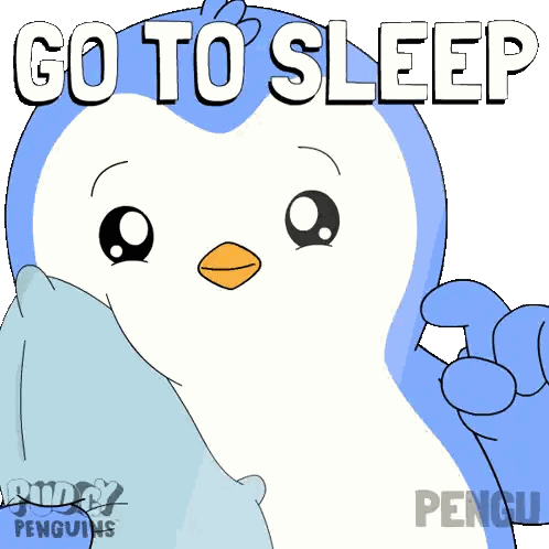 Penguin Holding Pillow Go To Sleep Sticker
